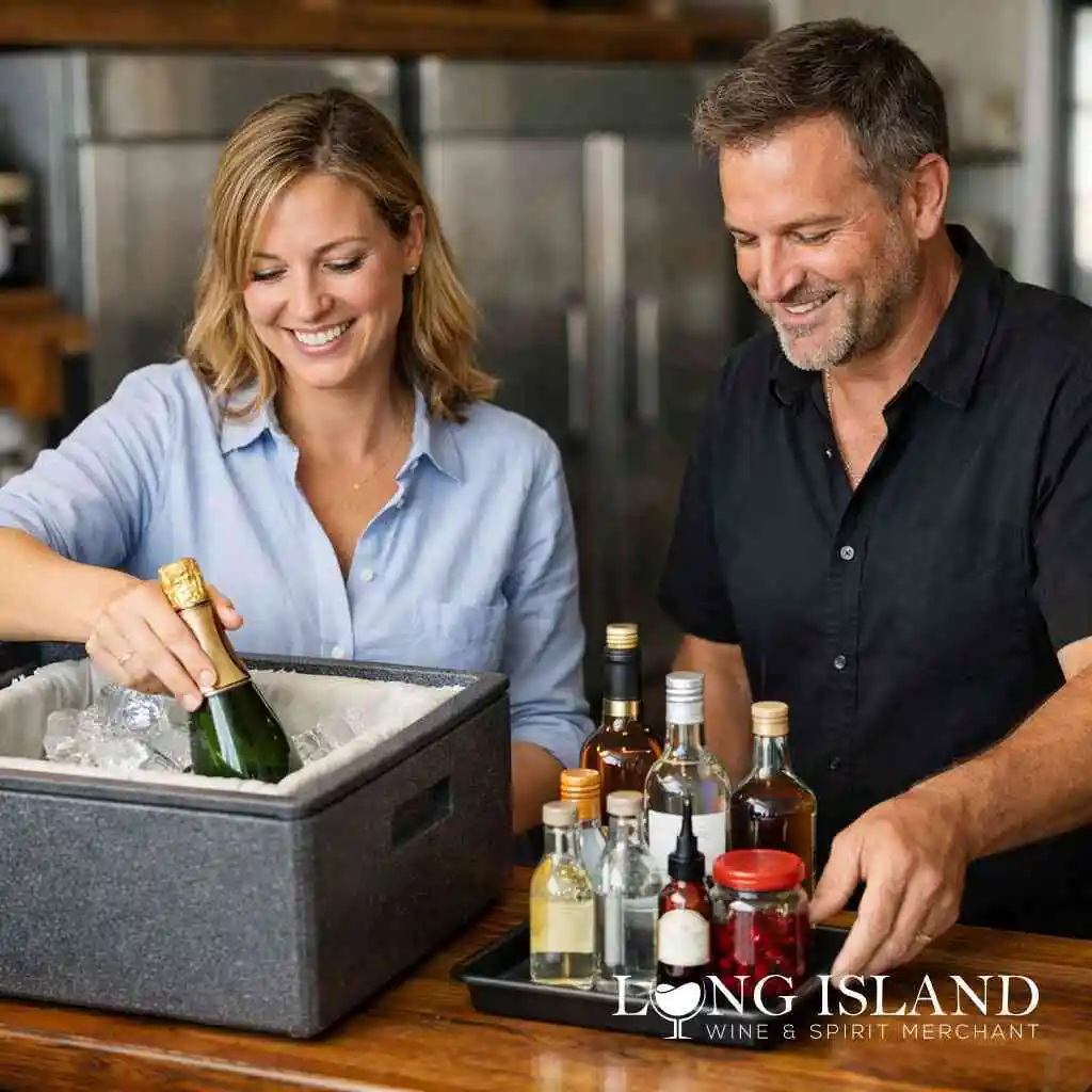 When imported wine, local craft spirits, and NY State distillery bottles make the strongest impression — Long Island Alc